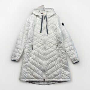 Lole Long Jacket Puffer Quilted Coat Primaloft Insulated Packable White Sz XL